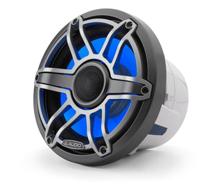 JL AUDIO M6 8.8-inch Marine Coaxial Speakers with Transflective  LED Lighting (125 W, 4 Ohms) - Gunmetal Trim Ring, Titanium Sport Grille