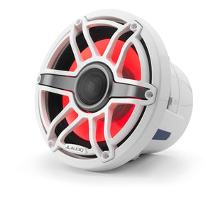 JL AUDIO M6 8.8-inch Marine Coaxial Speakers with Transflective  LED Lighting (125 W, 4 Ohms) - Gloss White Trim Ring, Gloss White Sport Grille
