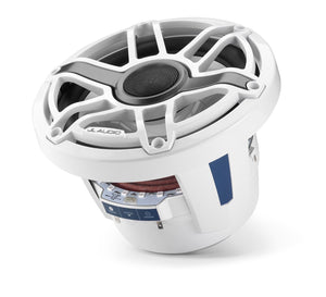 JL AUDIO M6 8.8-inch Marine Coaxial Speakers with Transflective  LED Lighting (125 W, 4 Ohms) - Gloss White Trim Ring, Gloss White Sport Grille