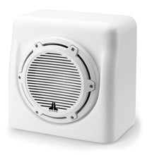 Load image into Gallery viewer, JL AUDIO Enclosed Subwoofer System with M6-10W Subwoofer (250 W, 4 Ohms) - Gloss White Enclosure, Gloss White Trim Ring, Gloss White Classic Grille
