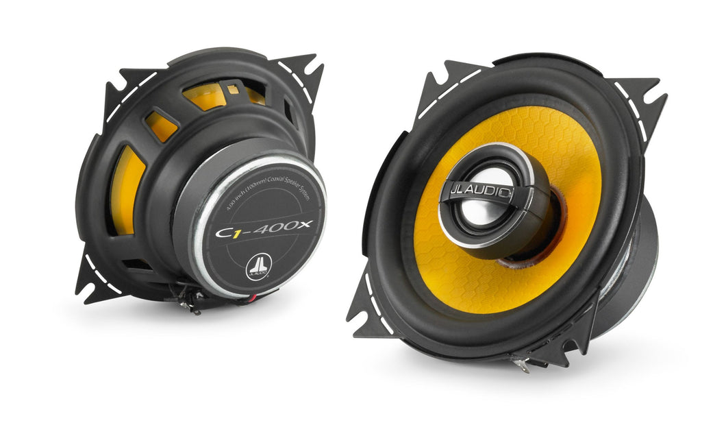 JL Audio C1-400X 4-inch (100mm) Coaxial Speakers with 0.75-inch (19mm) aluminum dome tweeter, sold in pairs