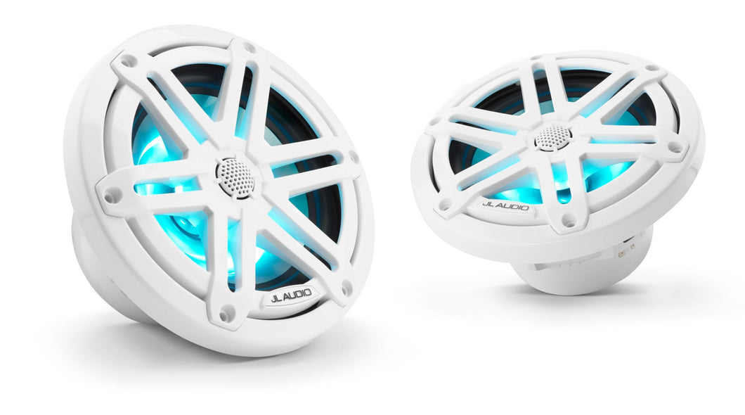 JL AUDIO M3 Standard Flange 6.5-inch Marine Coaxial System (60 W, 4 Ohms) - Gloss White Sport Grille with RGB LED Illumination