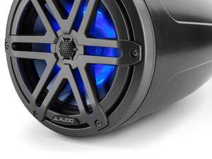 JL AUDIO M3 7.7-inch Marine Enclosed Coaxial Speaker System (70 W, 4 Ohms) - Satin Black Enclosure, Gunmetal Sport Grille with RGB LED Illumination