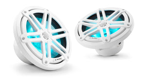 JL AUDIO M3 7.7-inch Marine Coaxial Speakers (70 W, 4 Ohms) - Gloss White Sport Grille with RGB LED Illumination