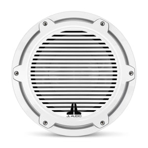 JL AUDIO M6 10-inch Marine Subwoofer Driver for Infinite-Baffle Use (250 W, 4 Ohms) - Gloss White Trim Ring, Gloss White Classic Grille