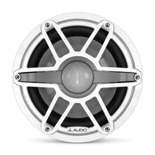 Load image into Gallery viewer, JL AUDIO M6 10-inch Marine Subwoofer Driver for Infinite-Baffle Use (250 W, 4 Ohms) - Gloss White Trim Ring, Gloss White Sport Grille
