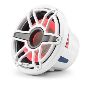 JL AUDIO M6 10-inch Marine Subwoofer Driver with Transflective  LED Lighting for Infinite-Baffle Use (250 W, 4 Ohms) - Gloss White Trim Ring, Gloss White Sport Grille