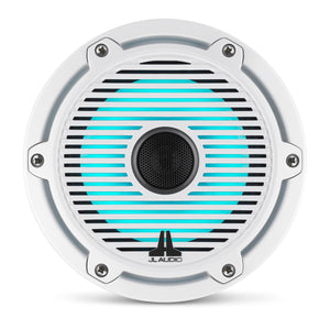 JL AUDIO M6 6.5-inch Marine Coaxial Speakers with Transflective  LED Lighting (75 W, 4 Ohms) - Gloss White Trim Ring, Gloss White Classic Grille