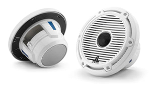 JL AUDIO M6 6.5-inch Marine Coaxial Speakers (75 W, 4 Ohms) - Gloss White Trim Ring, Gloss White Classic Grille