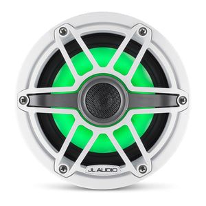 JL AUDIO M6 6.5-inch Marine Coaxial Speakers with Transflective  LED Lighting (75 W, 4 Ohms) - Gloss White Trim Ring, Gloss White Sport Grille