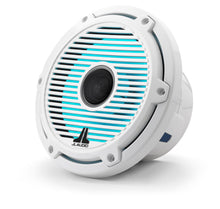 Load image into Gallery viewer, JL AUDIO M6 7.7-inch Marine Coaxial Speakers with Transflective  LED Lighting for Infinite-Baffle Use (100 W, 4 Ohms) - Gloss White Trim Ring, Gloss White Classic Grille
