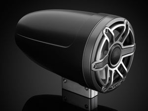 JL AUDIO M6 8.8-inch Marine Enclosed Coaxial Speaker System (125 W, 4 Ohms) - Satin Black Enclosure, Gunmetal Trim Ring, Titanium Sport Grille