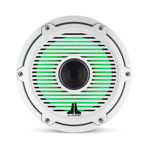 JL AUDIO M6 8.8-inch Marine Coaxial Speakers with Transflective  LED Lighting (125 W, 4 Ohms) - Gloss White Trim Ring, Gloss White Classic Grille