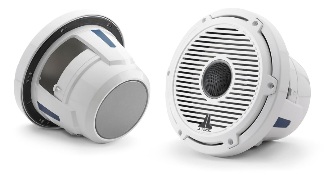 JL AUDIO M6 8.8-inch Marine Coaxial Speakers (125 W, 4 Ohms) - Gloss White Trim Ring, Gloss White Classic Grille
