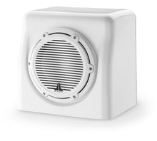 Load image into Gallery viewer, JL AUDIO Enclosed Subwoofer System with M6-8W Subwoofer (200 W, 4 Ohms) - Gloss White Enclosure, Gloss White Trim Ring, Gloss White Classic Grille

