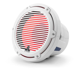 JL AUDIO M6 8-inch Marine Subwoofer Driver with Transflective  LED Lighting for Infinite-Baffle Use (200 W, 4 Ohms) - Gloss White Trim Ring, Gloss White Classic Grille