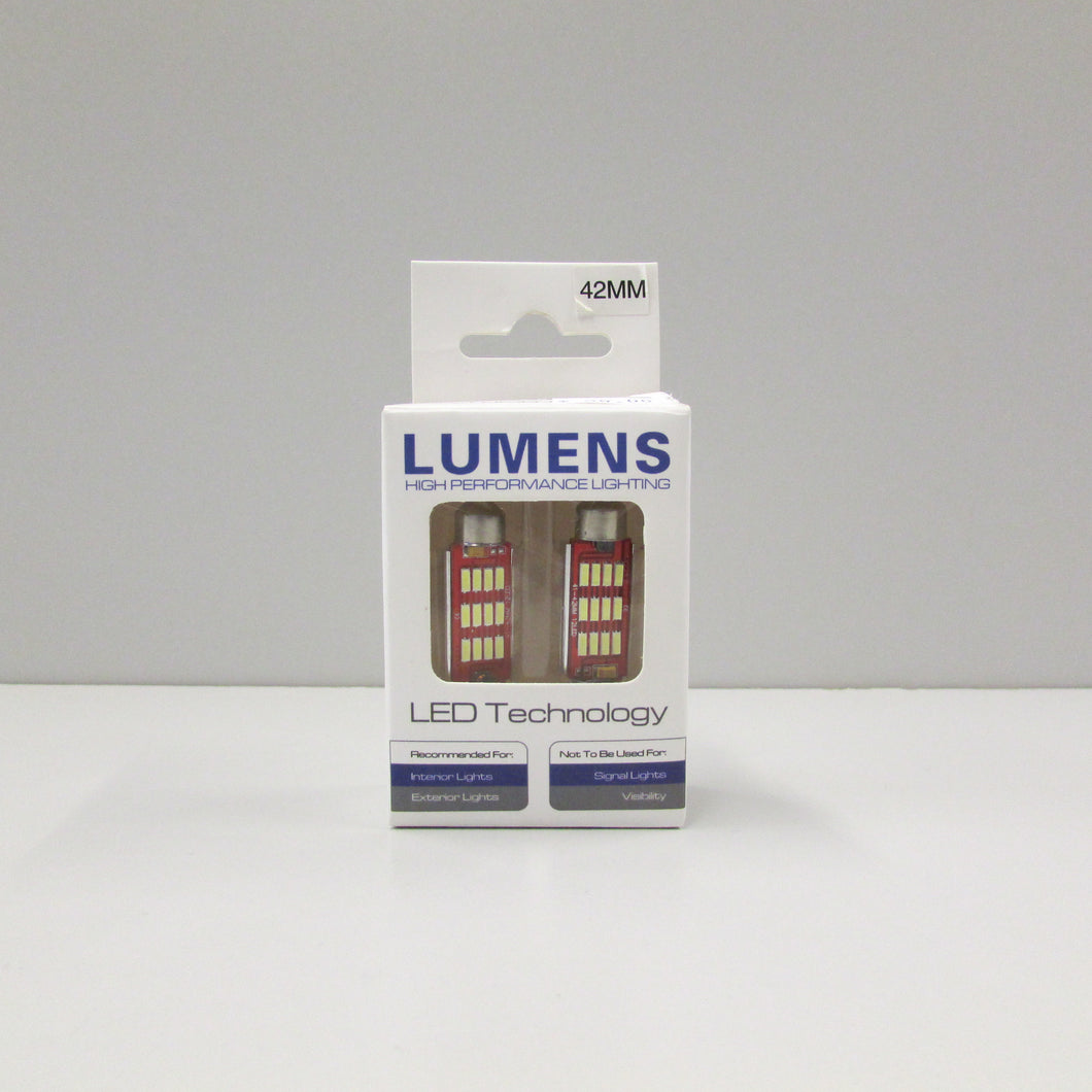Festoon 42mm  Canbus Non-Polarity (2 pc) - White LED by LUMENS HPL